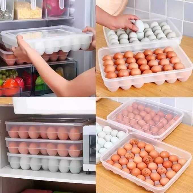 34Pcs Egg Storage Box Tray With Top Cover
