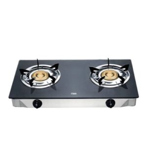 Mika Gas Stove, Table Top, Glass Top Double Burner Black
