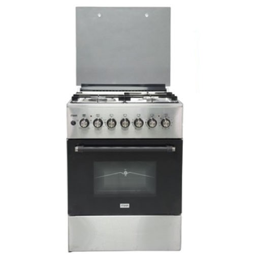 Standing Cooker, 58cm x 58cm, 3Gas Pool Jet Burners + 1 RAPID Hot Plate, FLAME FAILURE SAFETY, Auto Ignition, 4 Function Electric Oven, Rotisserie, Half Inox