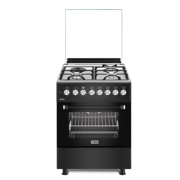 Mika MST6231BXTR6 Standing Cooker, 60cm x 60cm, 3G+1E, Electric Oven, 6F, with Rotisserie, Black